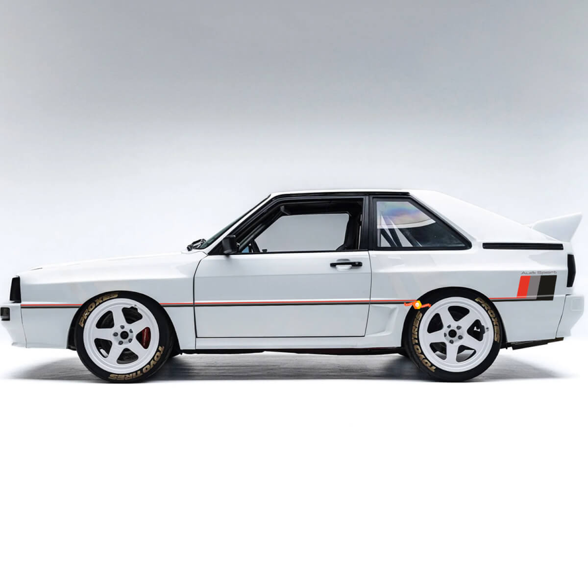 Vintage-Stil Seitenstreifen Vinyl-Aufkleber für Audi Quattro Coupe 1980