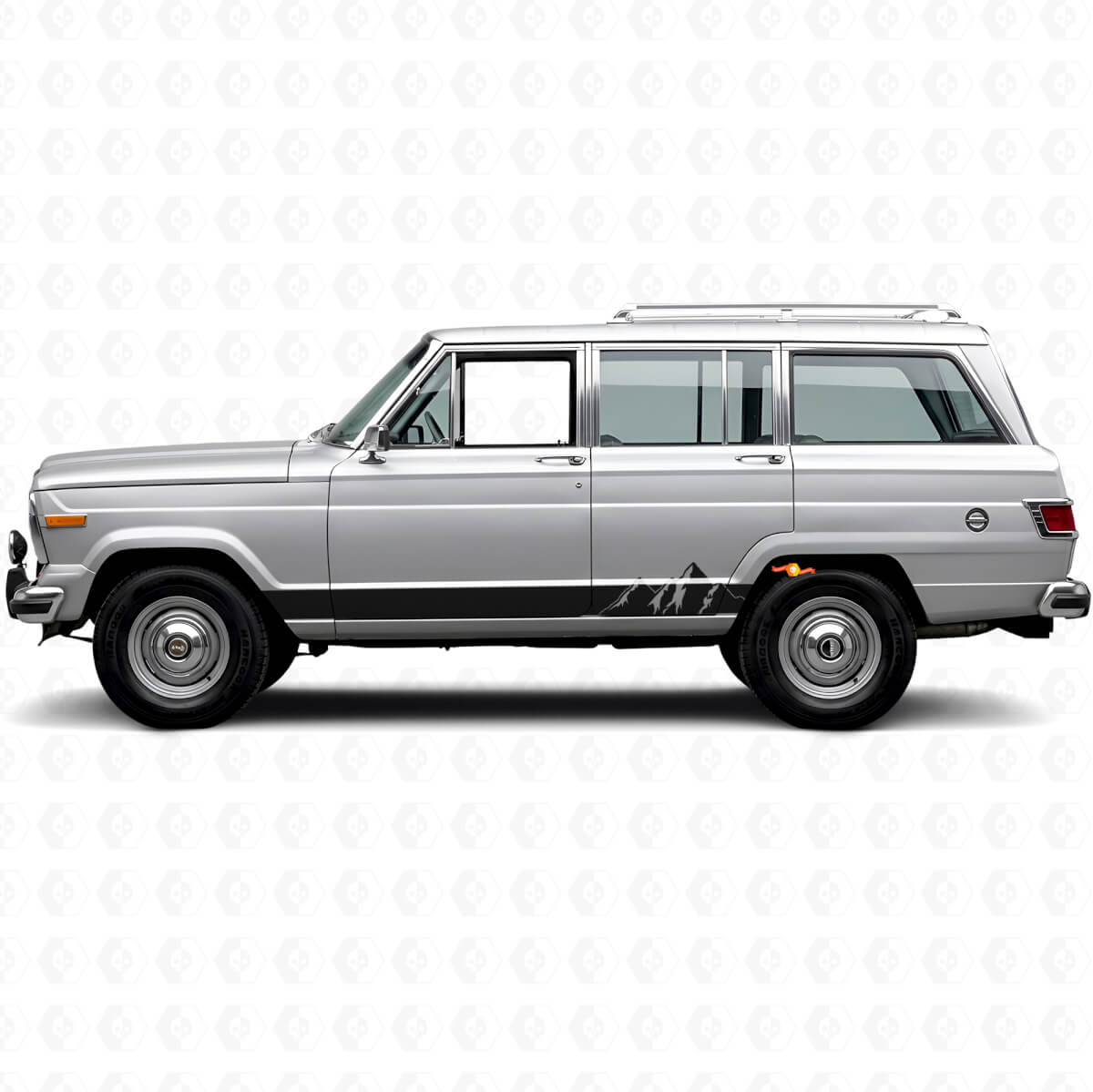 Mountains Wide Stripes Seiten-Vinylaufkleber für Jeep Wagoneer 1963-1991
