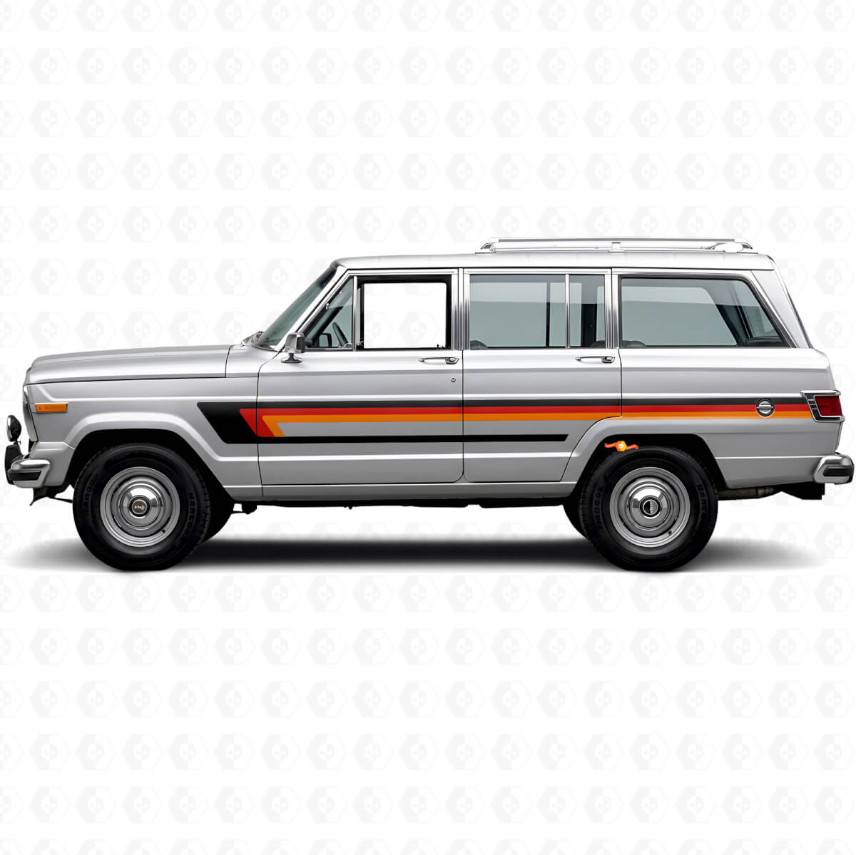 Vinyl-Aufkleber mit Dreifachstreifen für die Türseite des Jeep Wagoneer 1963-1991