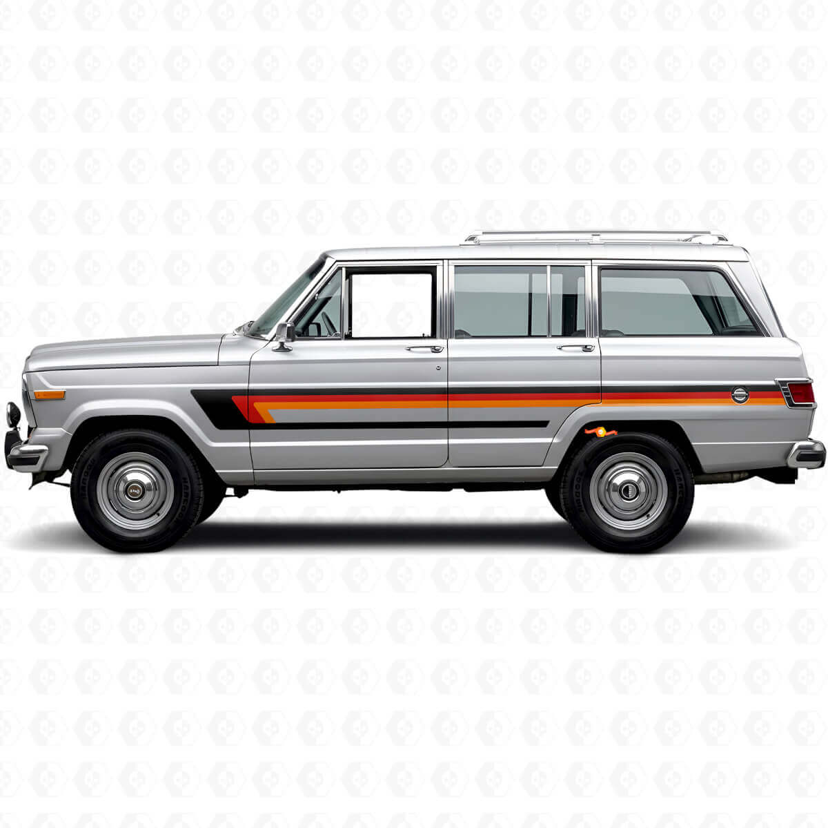 Vinyl-Aufkleber mit Dreifachstreifen für die Türseite des Jeep Wagoneer 1963-1991
