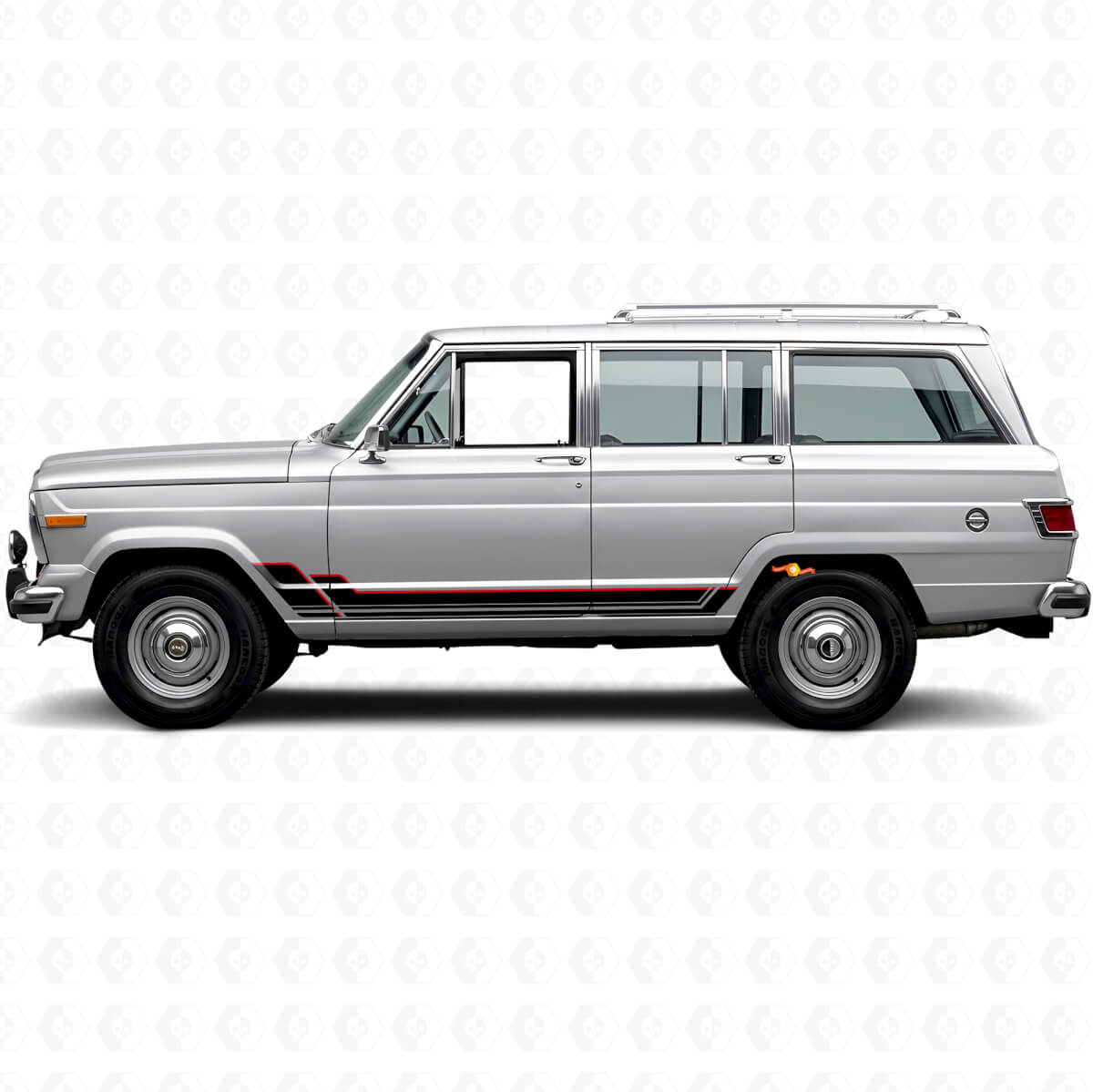 Doppelte Streifen Rocker Panel Vinylaufkleber für Jeep Wagoneer 1963-1991