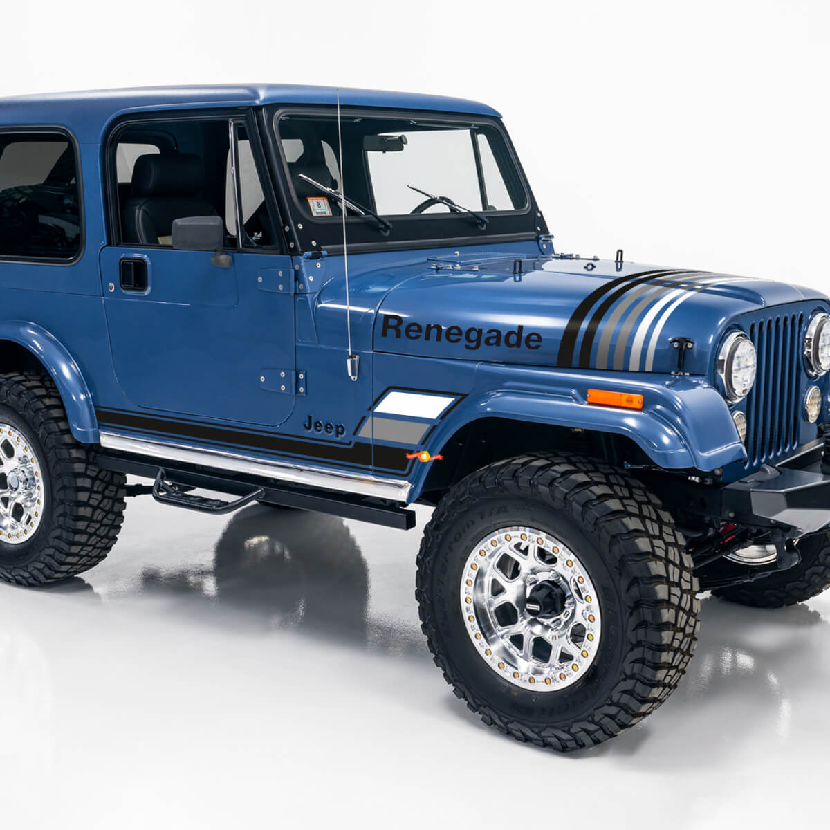 Vinyl-Aufkleber im Vintage-Stil für Motorhaube und Seitenstreifen für Jeep CJ-7 Renegade