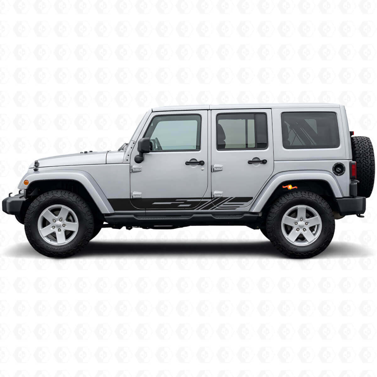 Dekorierte Seitliche Streifen Vinyl-Aufkleber für Jeep Wrangler JK 2007-2018
