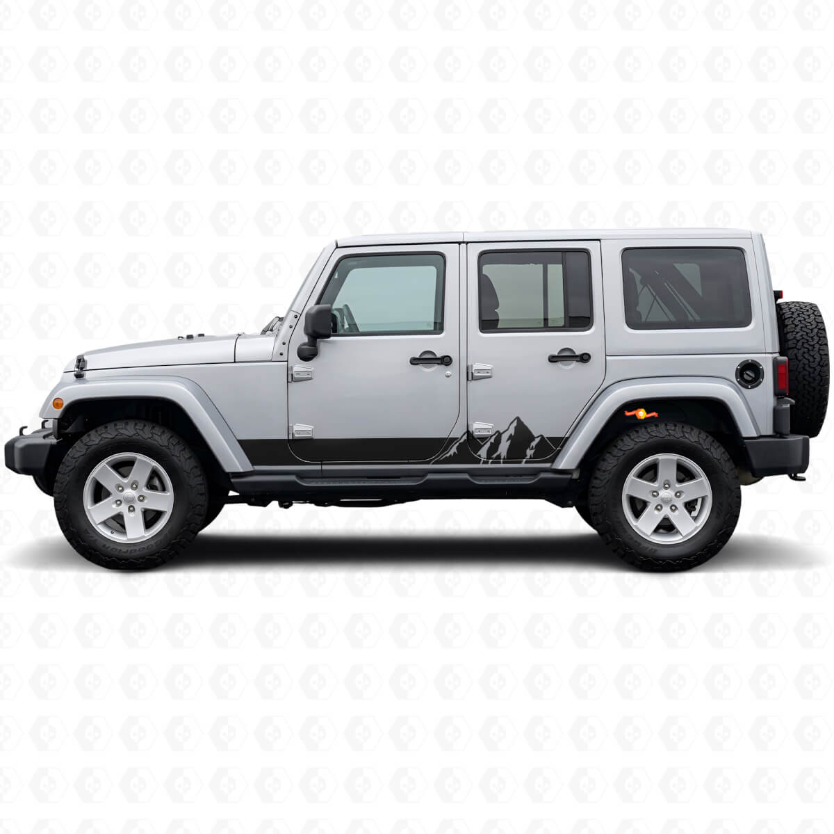 Mountains Wide Stripes Seiten-Vinyl-Aufkleber für Jeep Wrangler JK 2007-2018