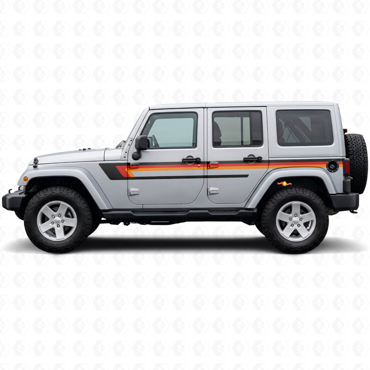 Dreifach-Streifen Türseiten-Vinylaufkleber für Jeep Wrangler JK 2007-2018