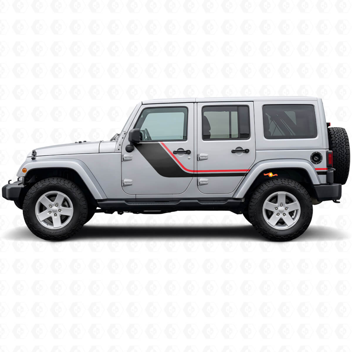 Zweistreifige Seiten-Vinylaufkleber für Jeep Wrangler JK 2007-2018