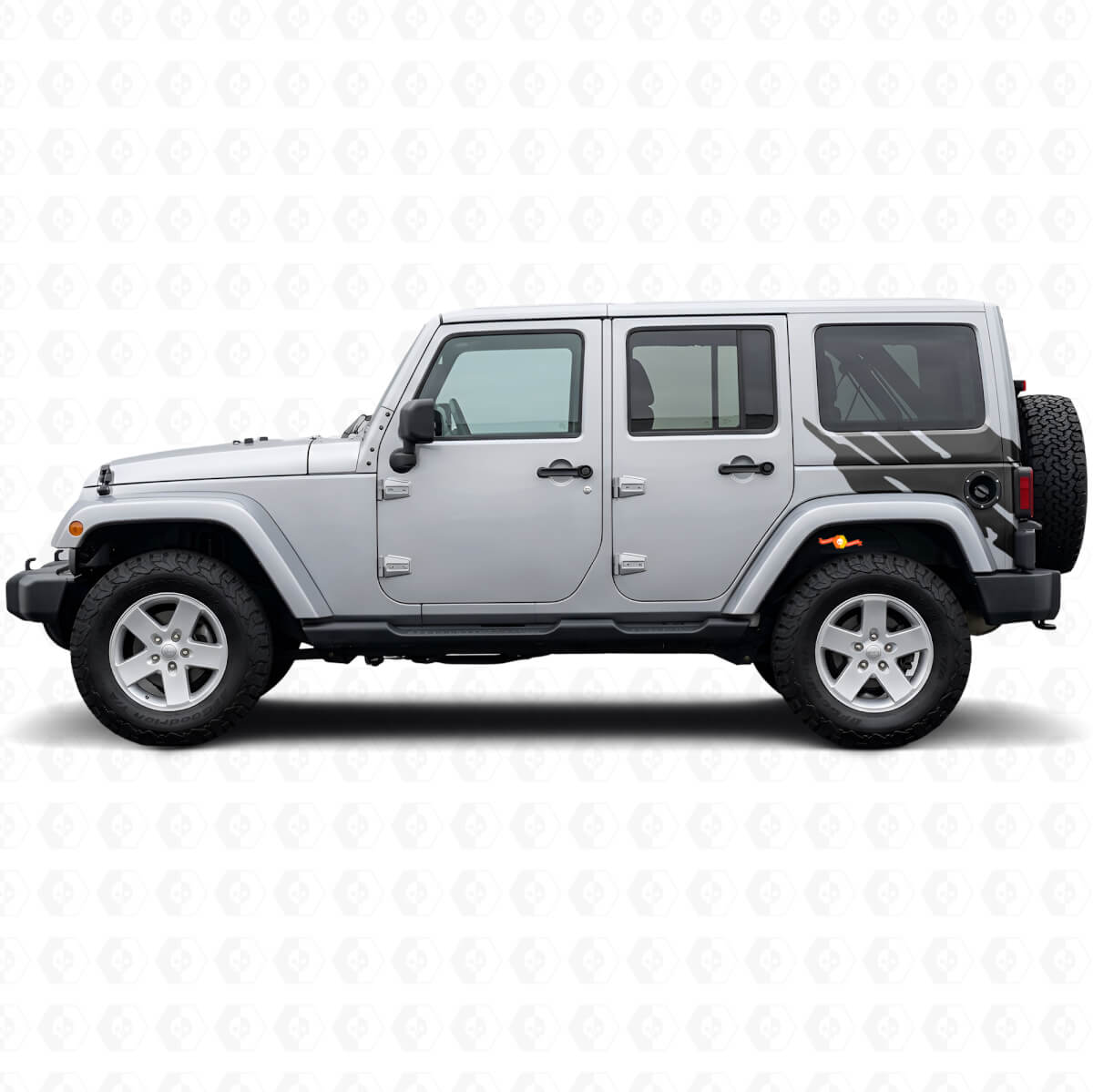 Schlamm-Spritz-Grafik Heckseiten-Vinylaufkleber für Jeep Wrangler JK 2007-2018