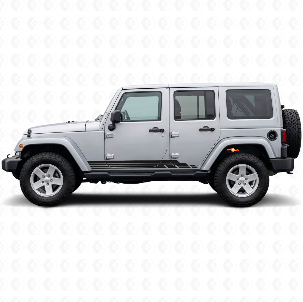 Gebogene Streifen Seiten Vinyl Aufkleber Kit für Jeep Wrangler JK 2007-2018