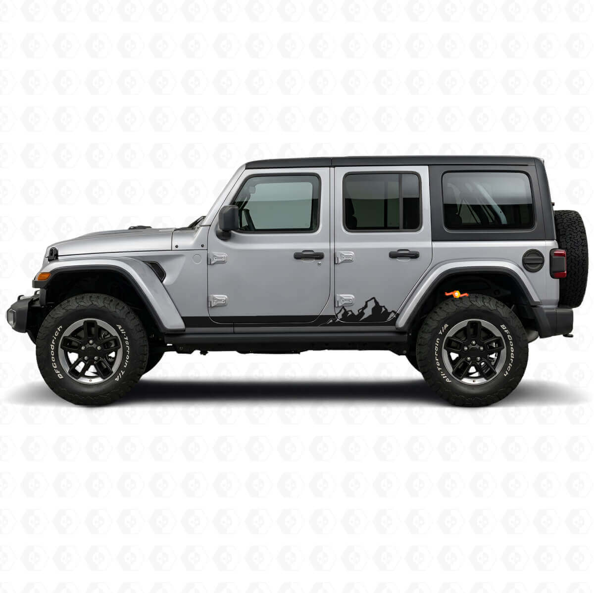 Mountains Dünne Streifen Seitlicher Vinylaufkleber für Jeep Wrangler JL 2018+