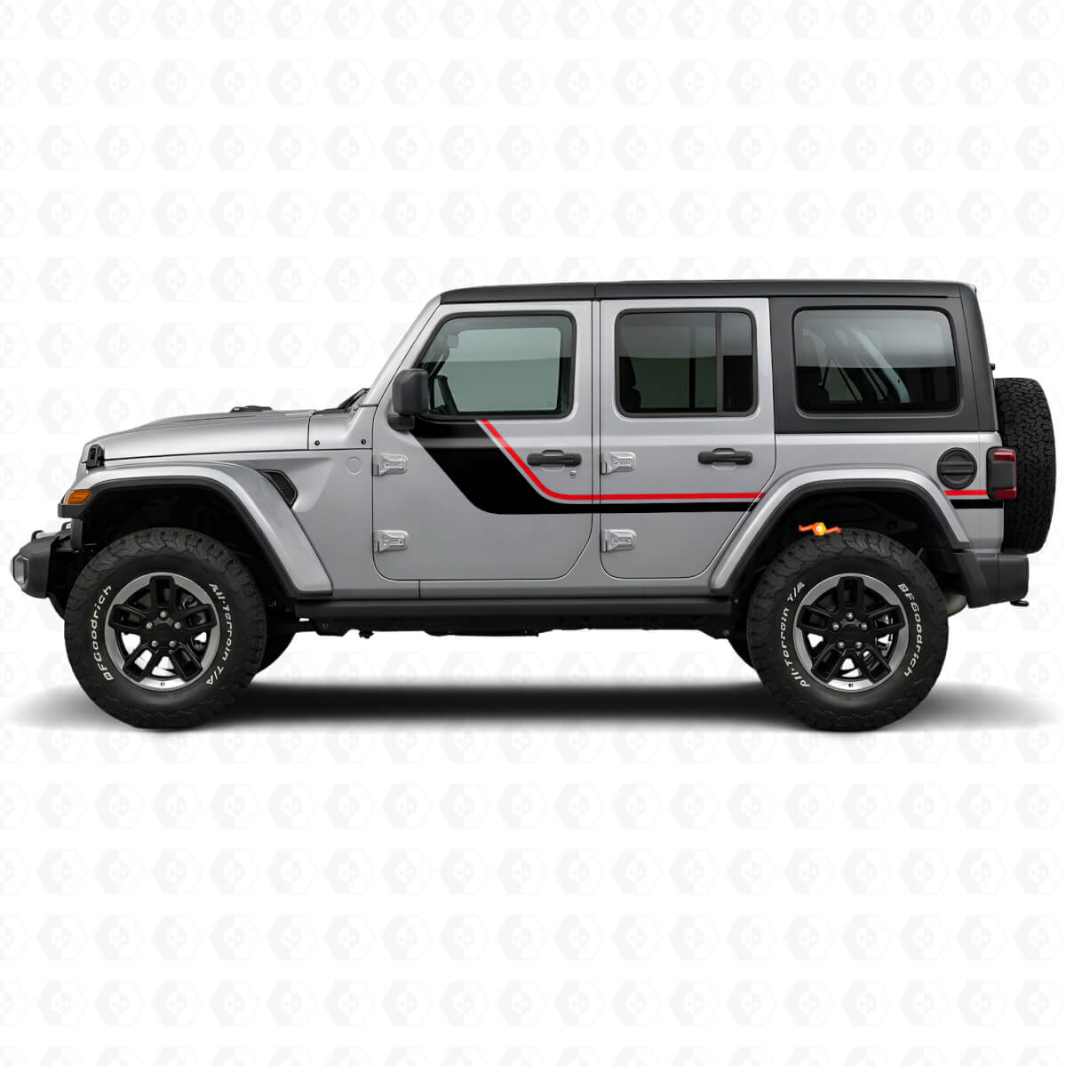 Doppelte Streifen Seiten-Vinylaufkleber für Jeep Wrangler JL 2018+