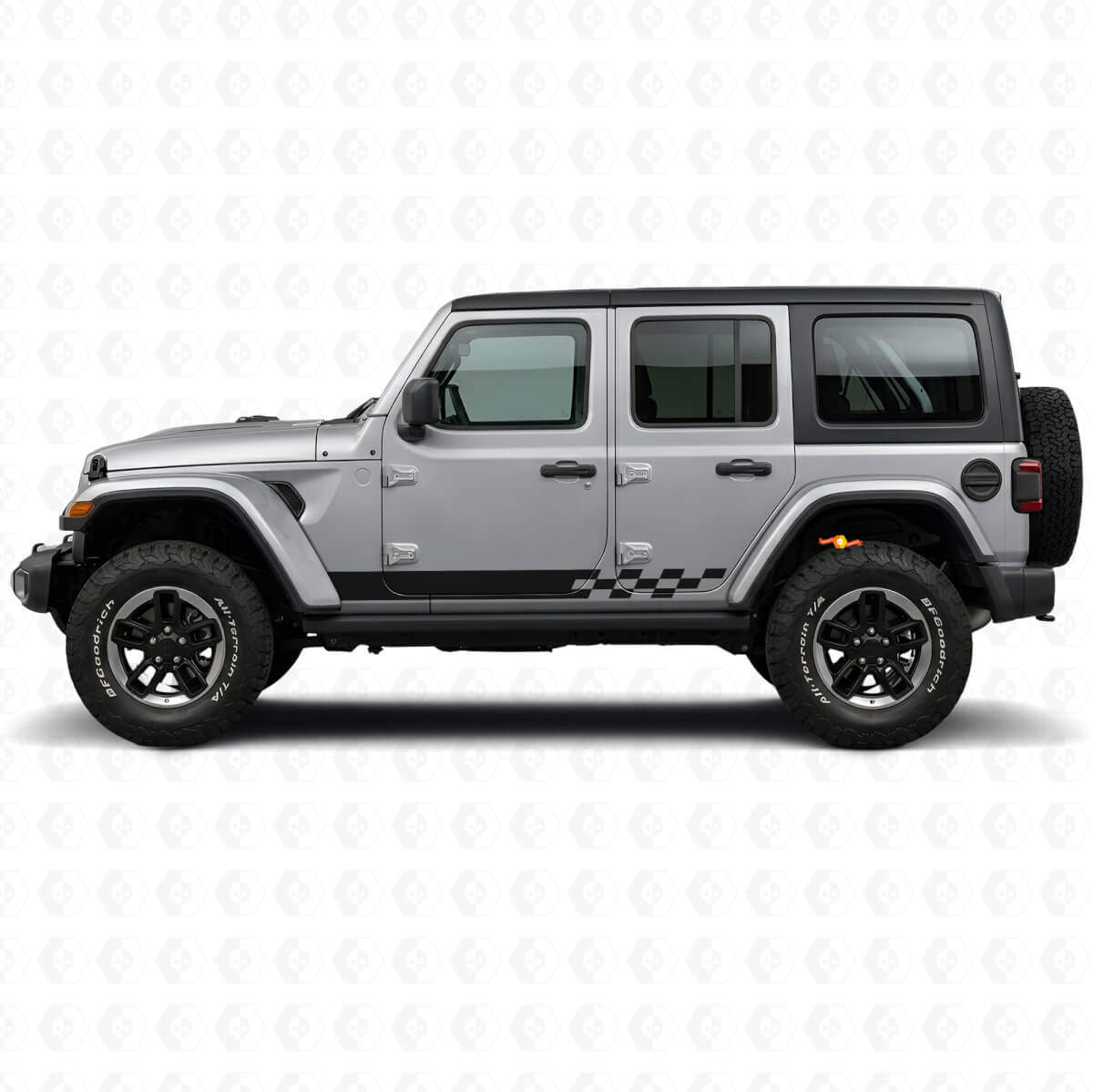 Schachbrettstreifen Seiten-Vinylaufkleber für Jeep Wrangler JL 2018+