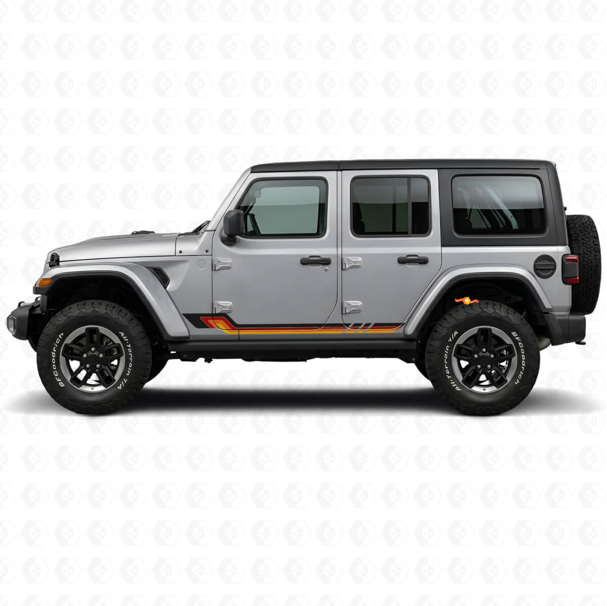Vinyl-Aufkleber mit Vintage-Streifen im Seitenbereich für Jeep Wrangler JL 2018+
