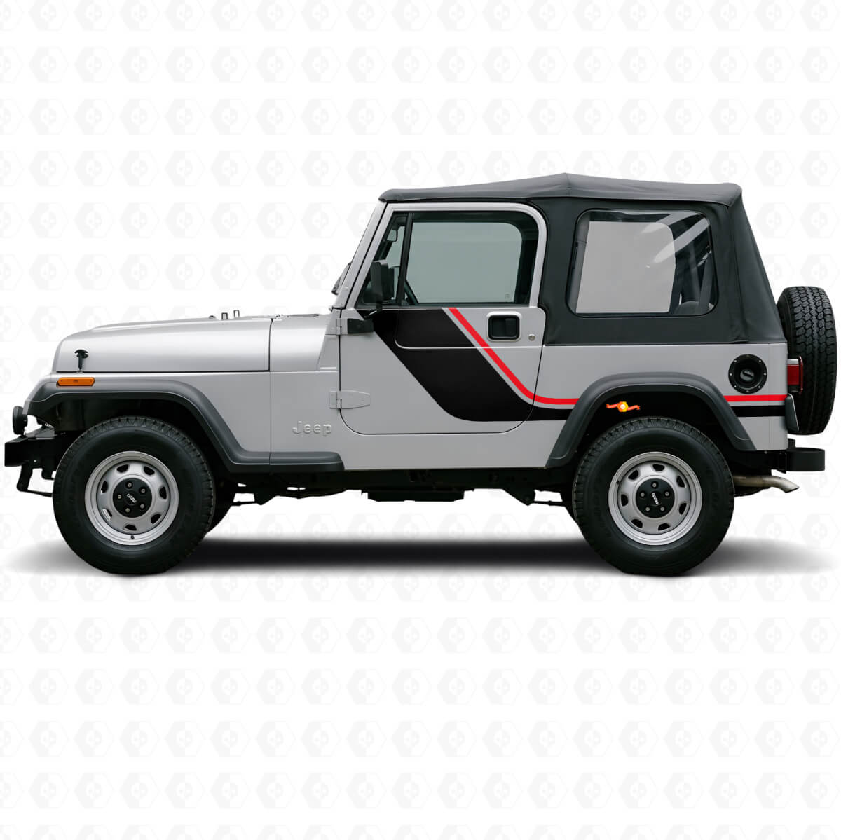 Doppelstreifen Seiten-Vinylaufkleber für Jeep Wrangler YJ 1987-1995