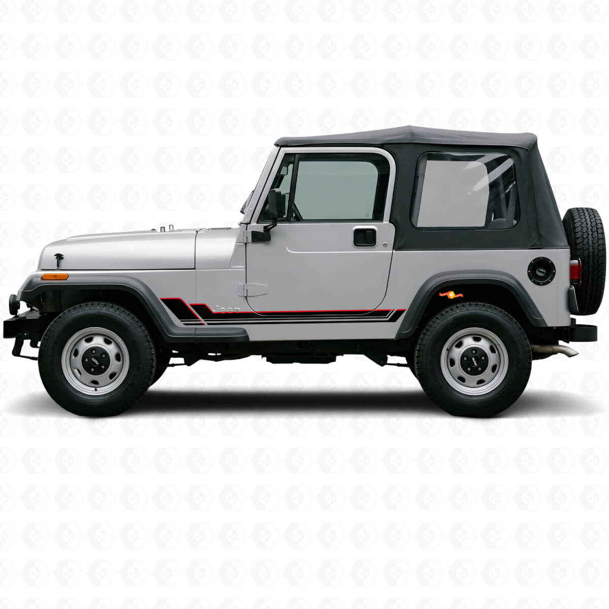 Twin Stripes Schweller Vinylaufkleber für Jeep Wrangler YJ 1987-1995