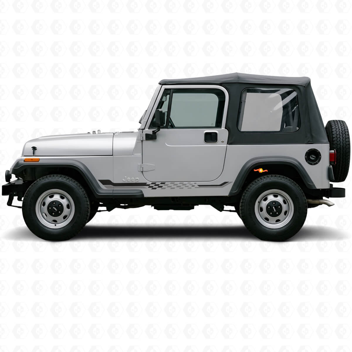 Chequered Flag Seitenstreifen Vinyl-Aufkleber für Jeep Wrangler YJ 1987-1995
