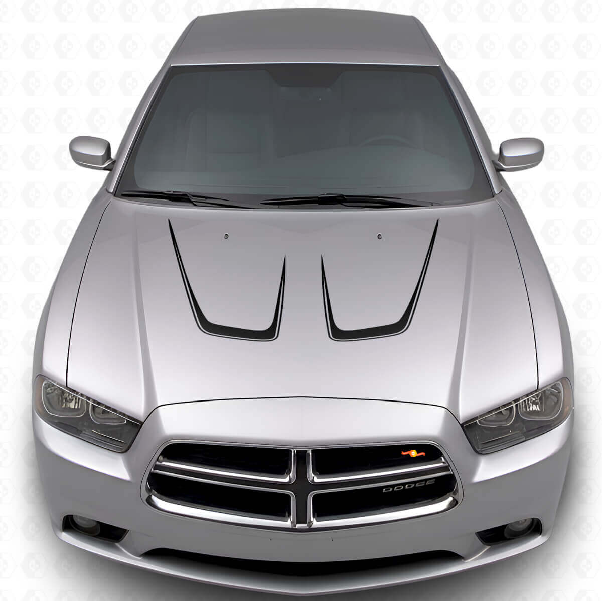 Twin Cambered Haubenstreifen Vinyl Aufkleber Set 2 für Dodge Charger 2011-2014