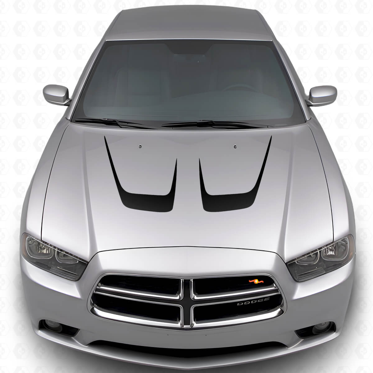 Vinyl-Aufkleber-Set mit doppelt gebogenen Motorhaubenstreifen für Dodge Charger 2011-2014