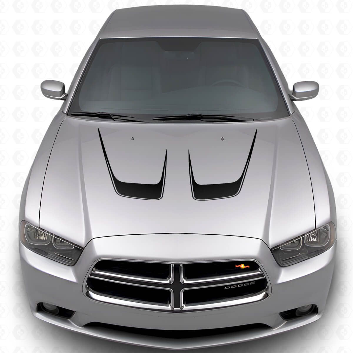 Doppelt geschwungene Motorhaubenstreifen Vinylaufkleber für Dodge Charger 2011-2014