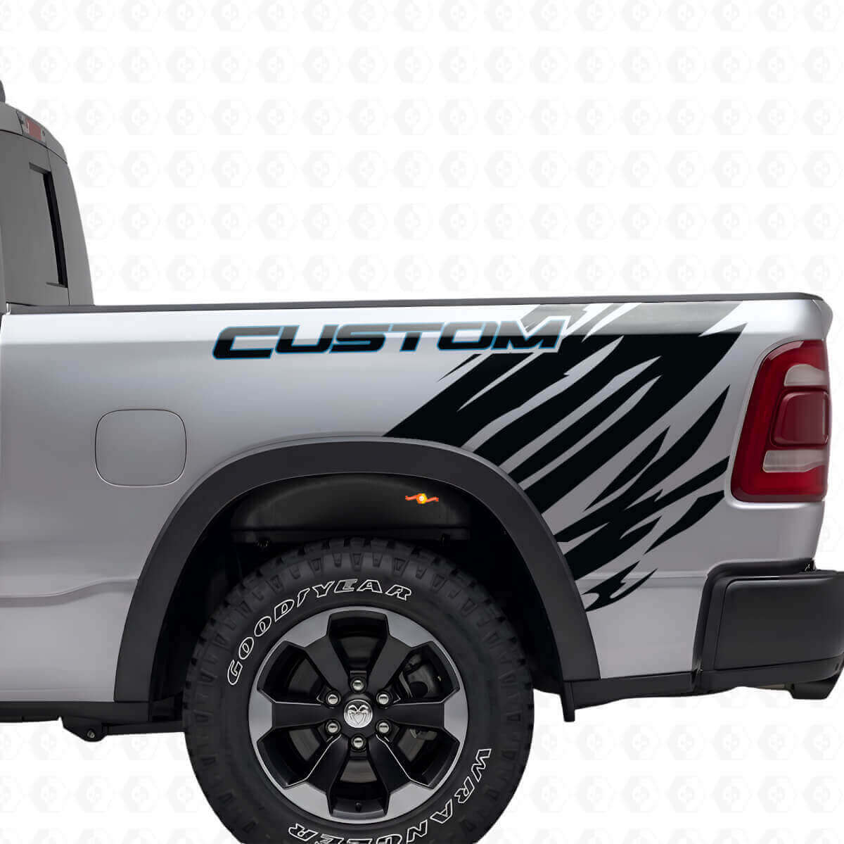 Benutzerdefiniertes Umriss-Grunge-Stil Heckseiten-Vinyl-Aufkleber-Set für Dodge Ram