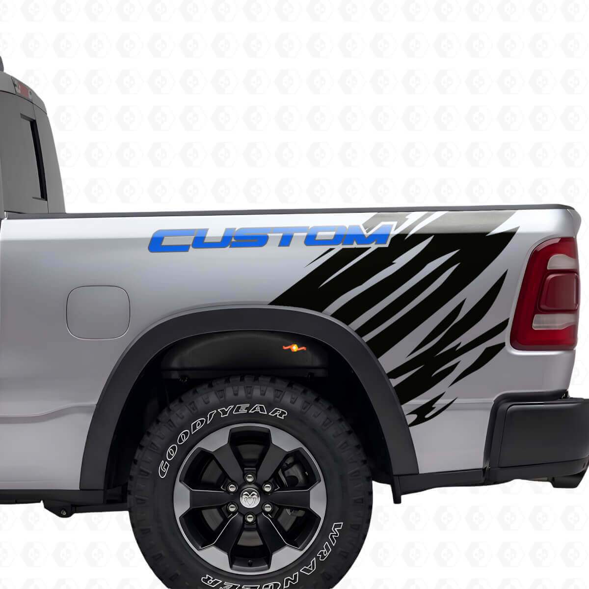 Custom Lettering Grunge Stil Vinyl-Aufkleber Set für die hintere Seite des Dodge Ram
