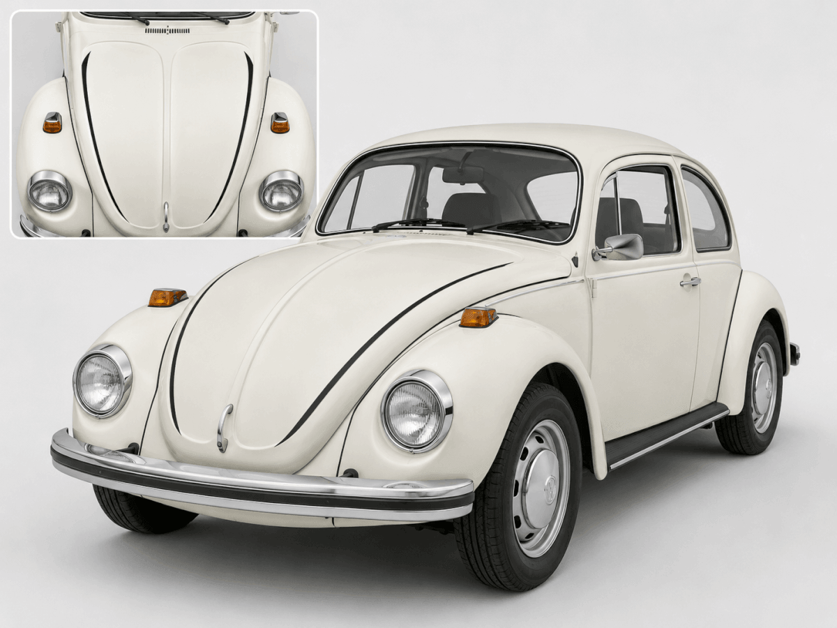 Klassische schwarze Motorhauben-Konturstreifen Vinyl-Aufkleber-Set für 1971 Volkswagen Super Beetle