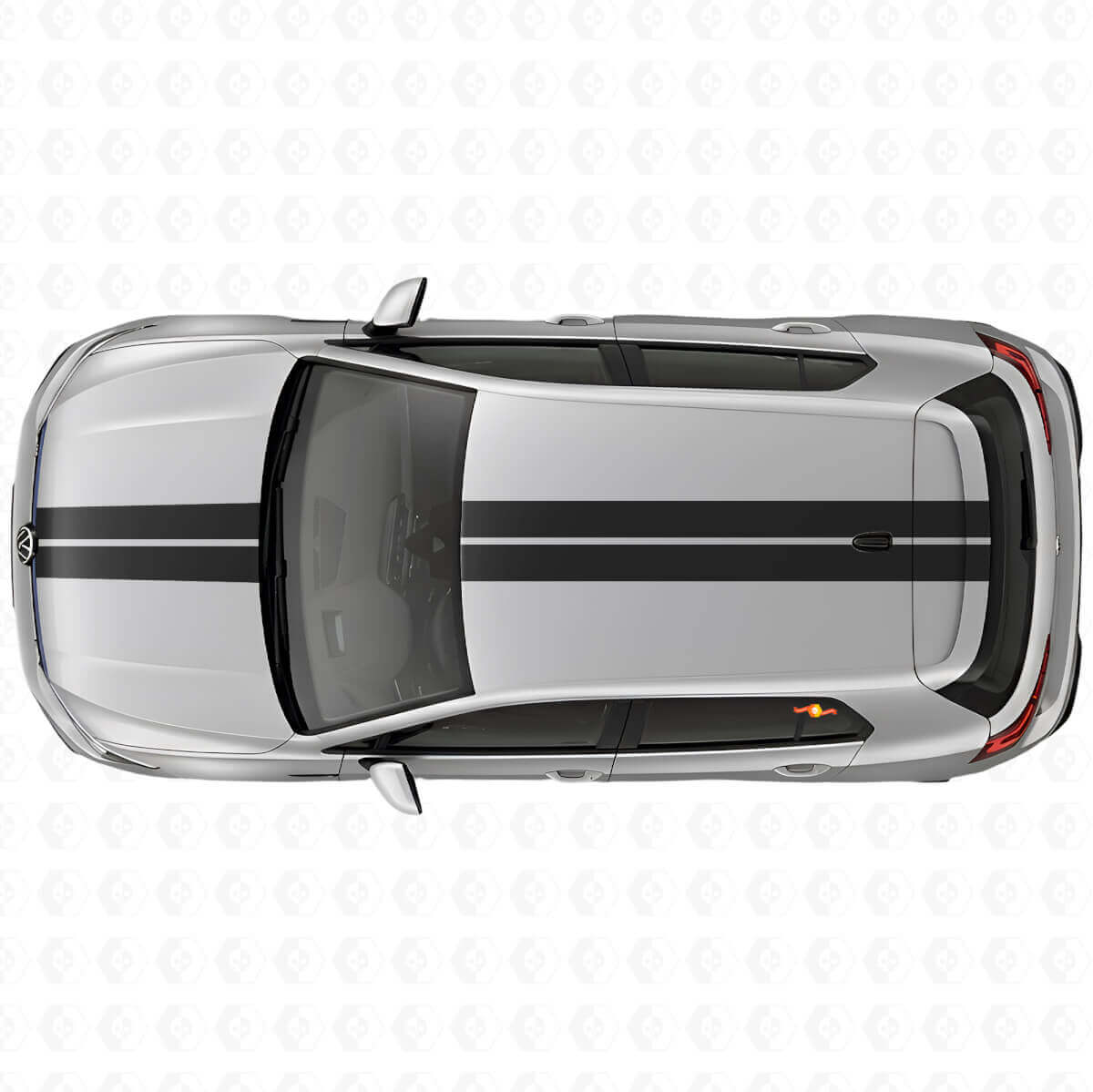 Duales Rennstreifen-Kit aus Vinyl für Motorhaube & Dach für Volkswagen Golf R MK8 2023