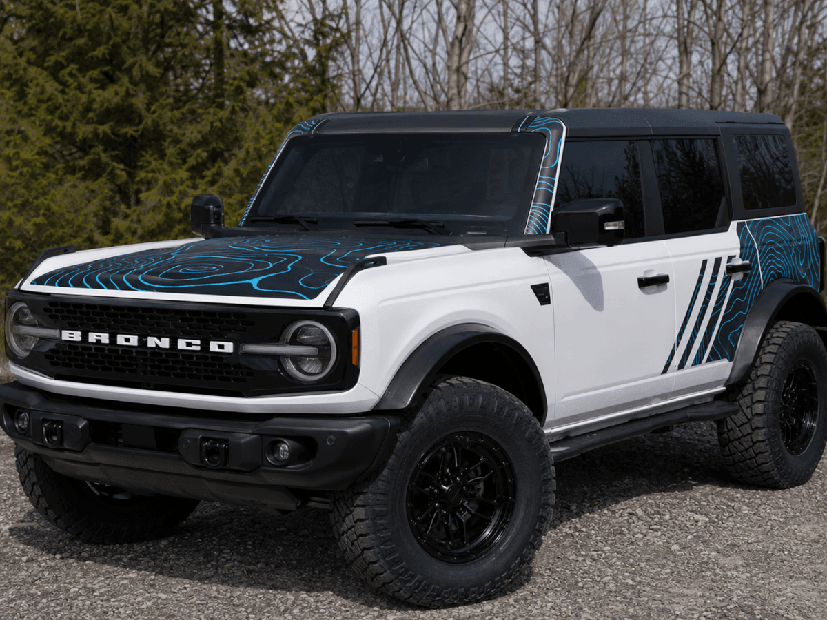 Topografische Karte Vollflächiges Vinyl-Aufkleber-Set für Ford Bronco