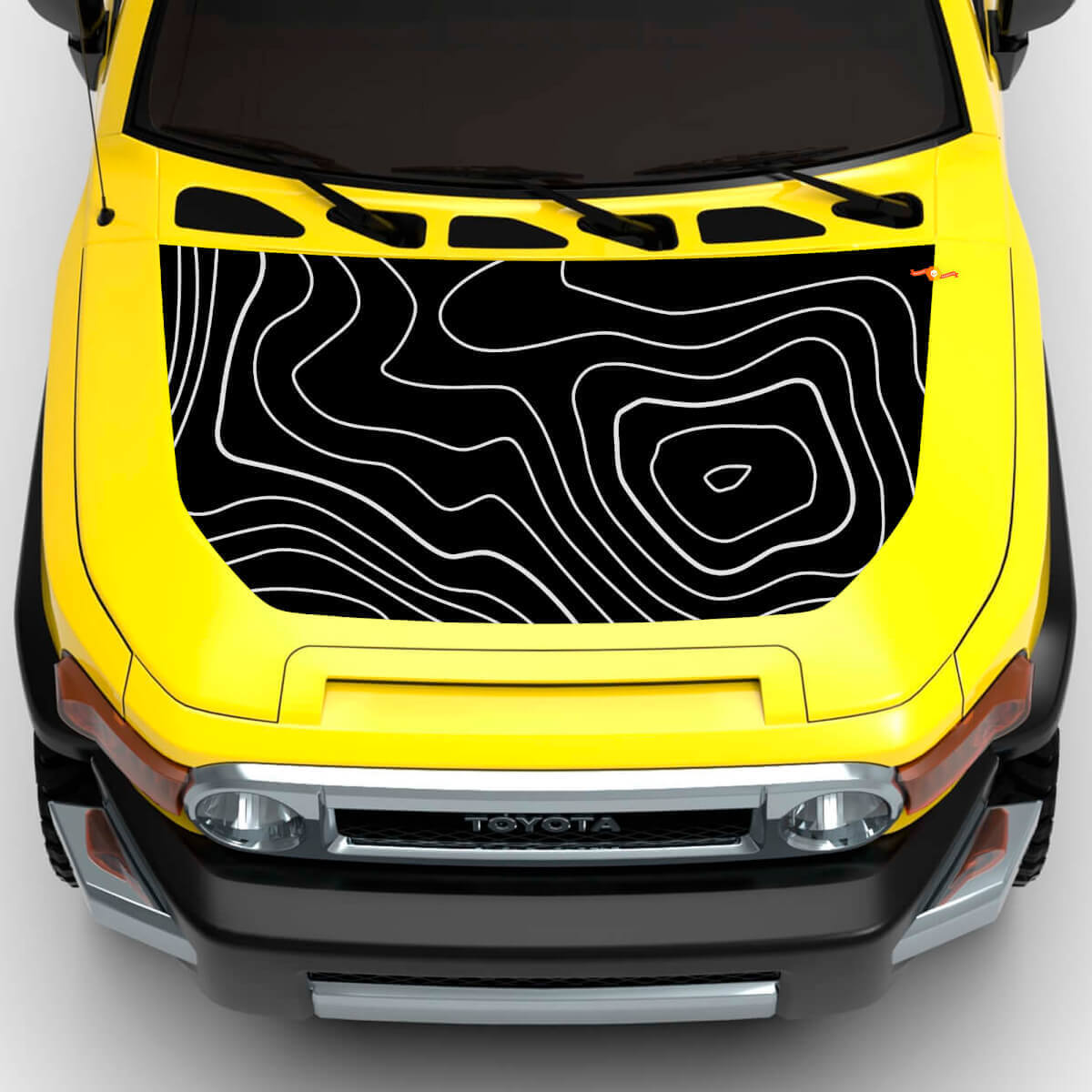 Topografische Karte Motorhauben- und Seiten-Vinylaufkleber-Set für Toyota FJ Cruiser
