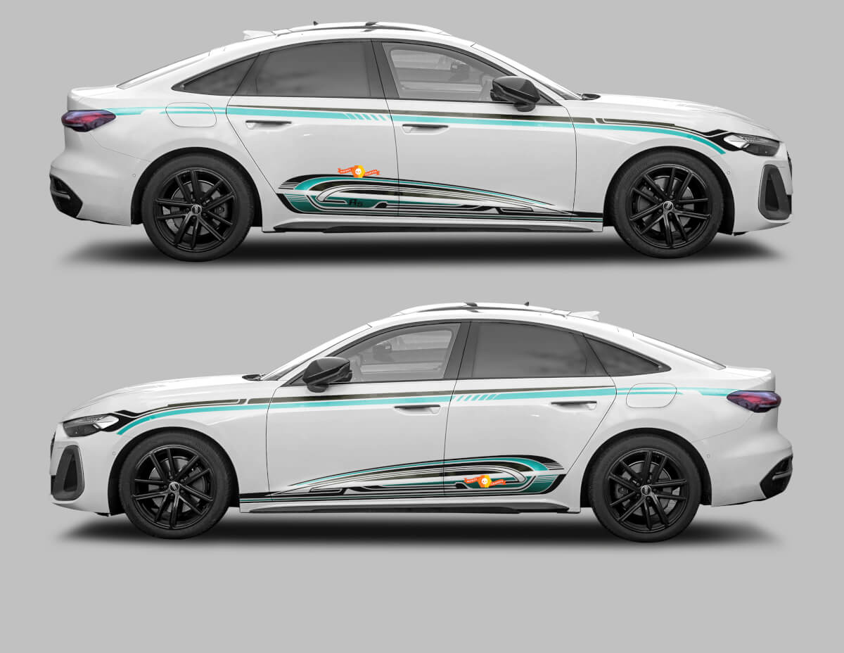 A5 Techno Style Seiten- & Schwellerstreifen Vinyl-Aufkleber-Kit für Audi A5