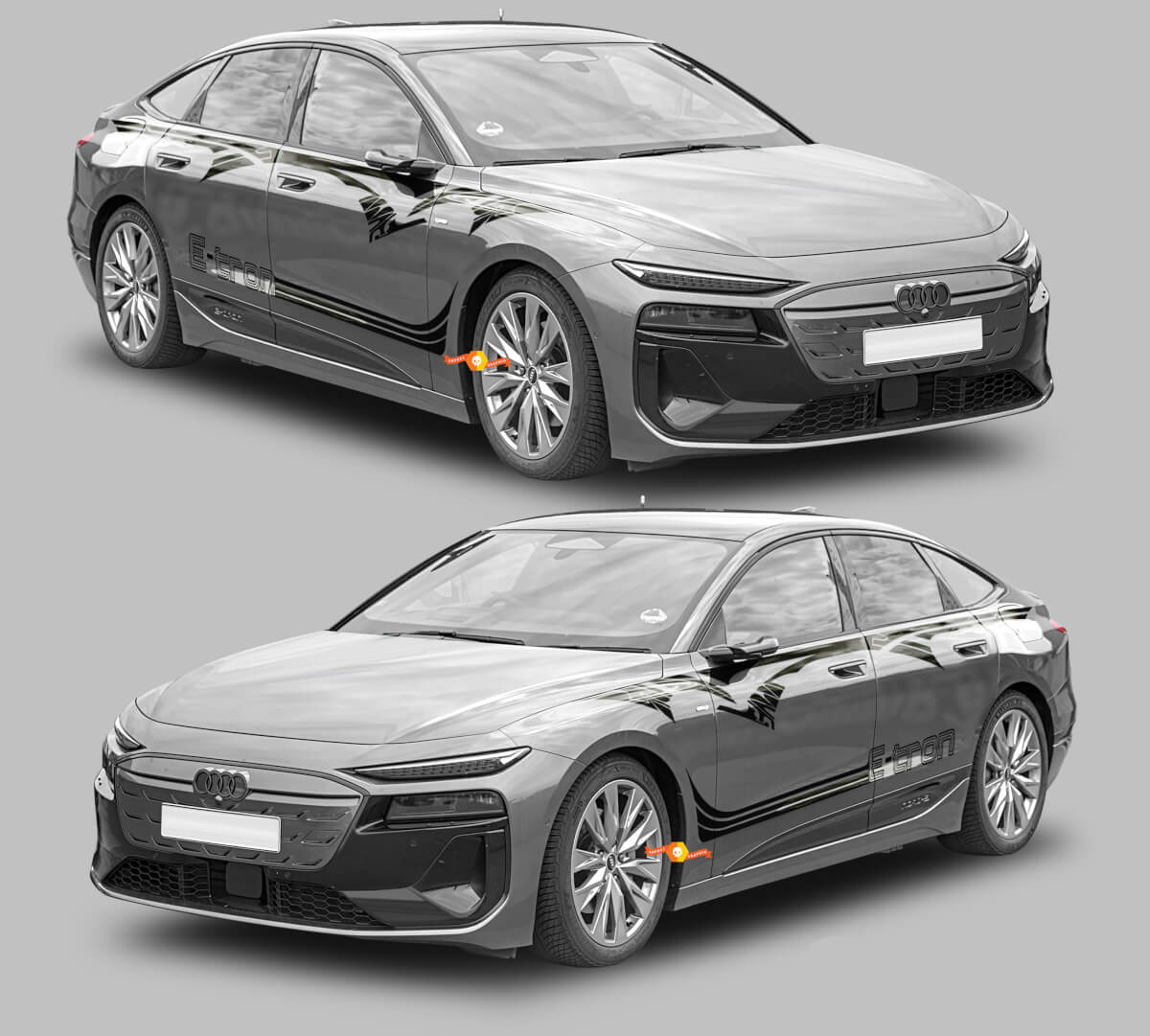 Tribal Style Seitenstreifen Vinyl Aufkleber Set für Audi A6 Sportback E-Tron