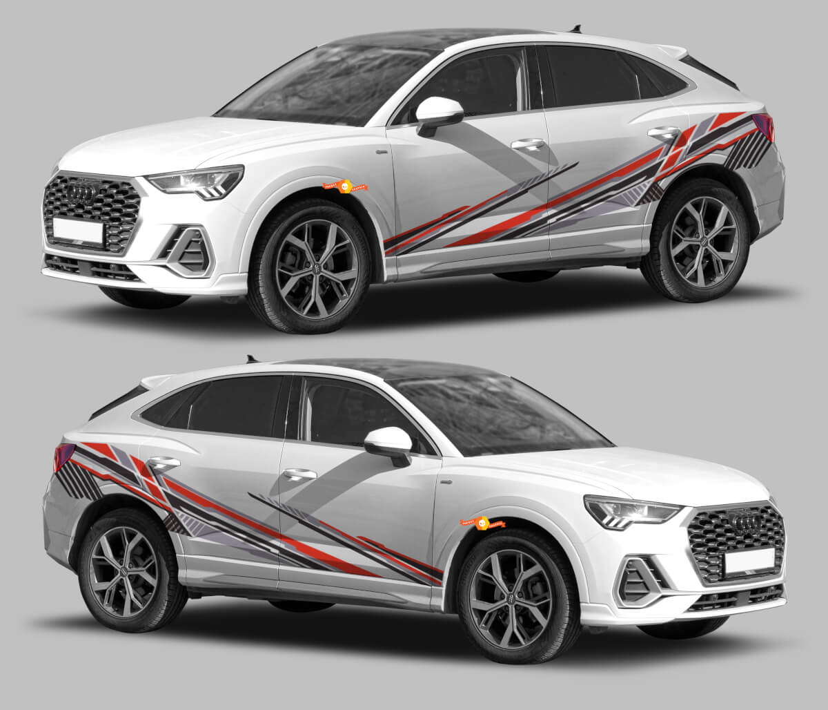 Techno Style Seitenstreifen Vinyl-Aufkleberset für Audi Q3 2019