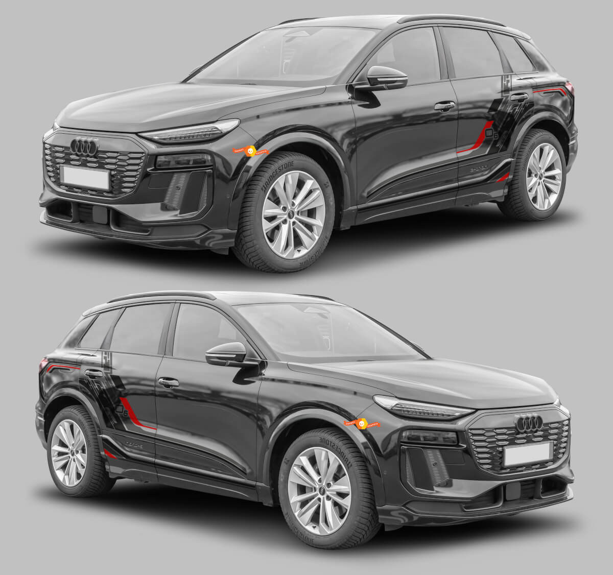 Techno Style Seitenstreifen Vinyl-Aufkleber-Set für Audi Q6 E-Tron