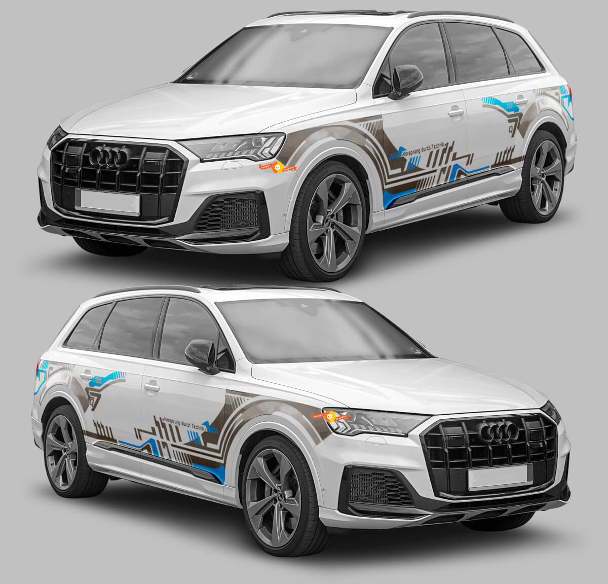 Techno Grafik Stil Seitenstreifen Vinyl Aufkleber Set für Audi Q7
