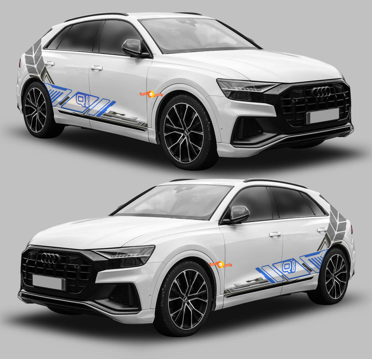 Techno-Grafik-Stil Seitenstreifen Vinyl-Aufkleber Set für Audi Q8