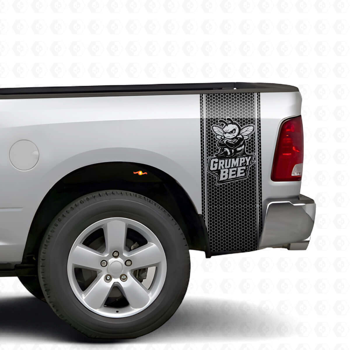 Grumpy Bee Honigwaben-Stil Seitenstreifen Vinyl-Aufkleber-Set für Dodge Ram Truck