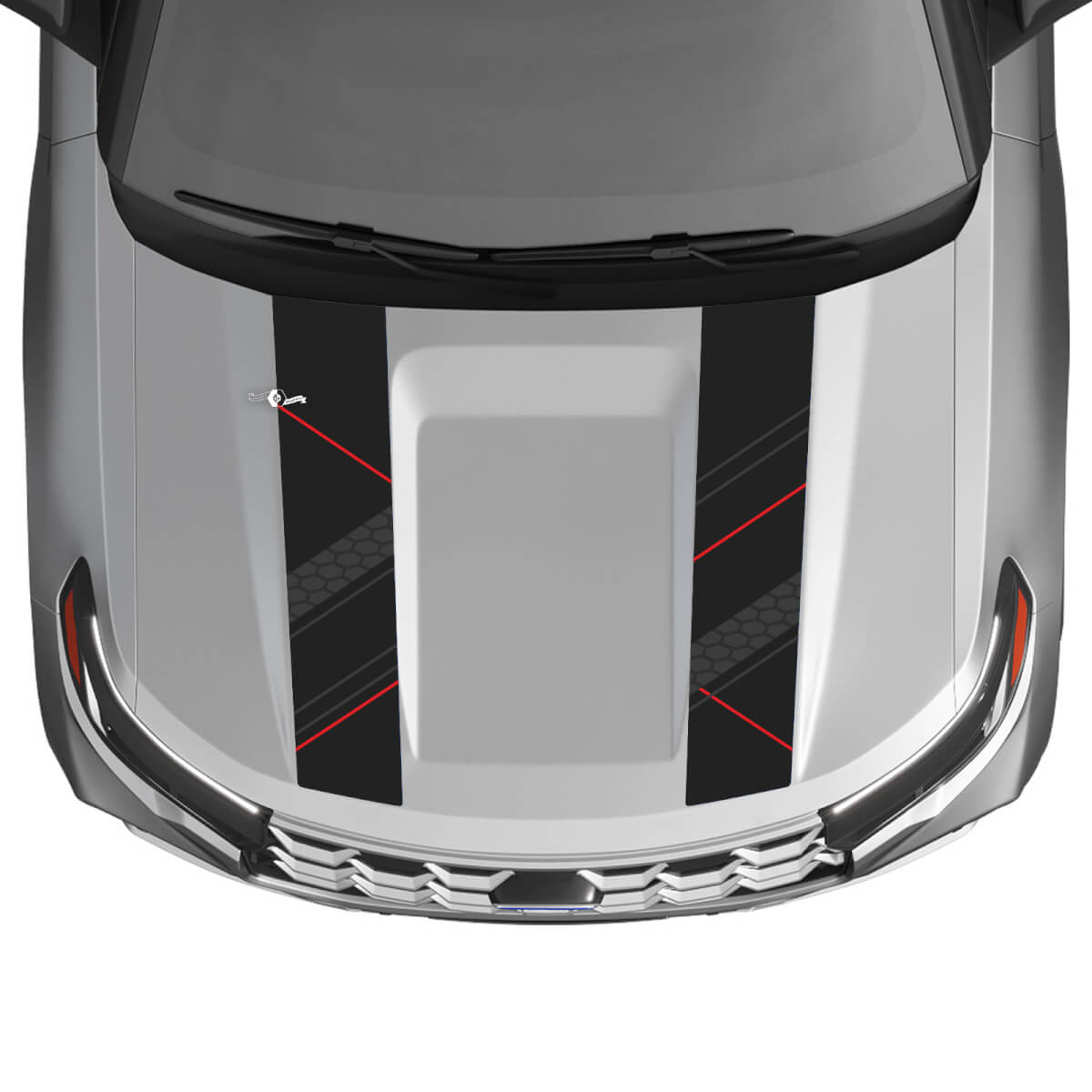 Duales Wabengitter-Motorhaubenstreifen Vinyl-Aufkleber-Kit für Musclecar Explorer ST 2020-26