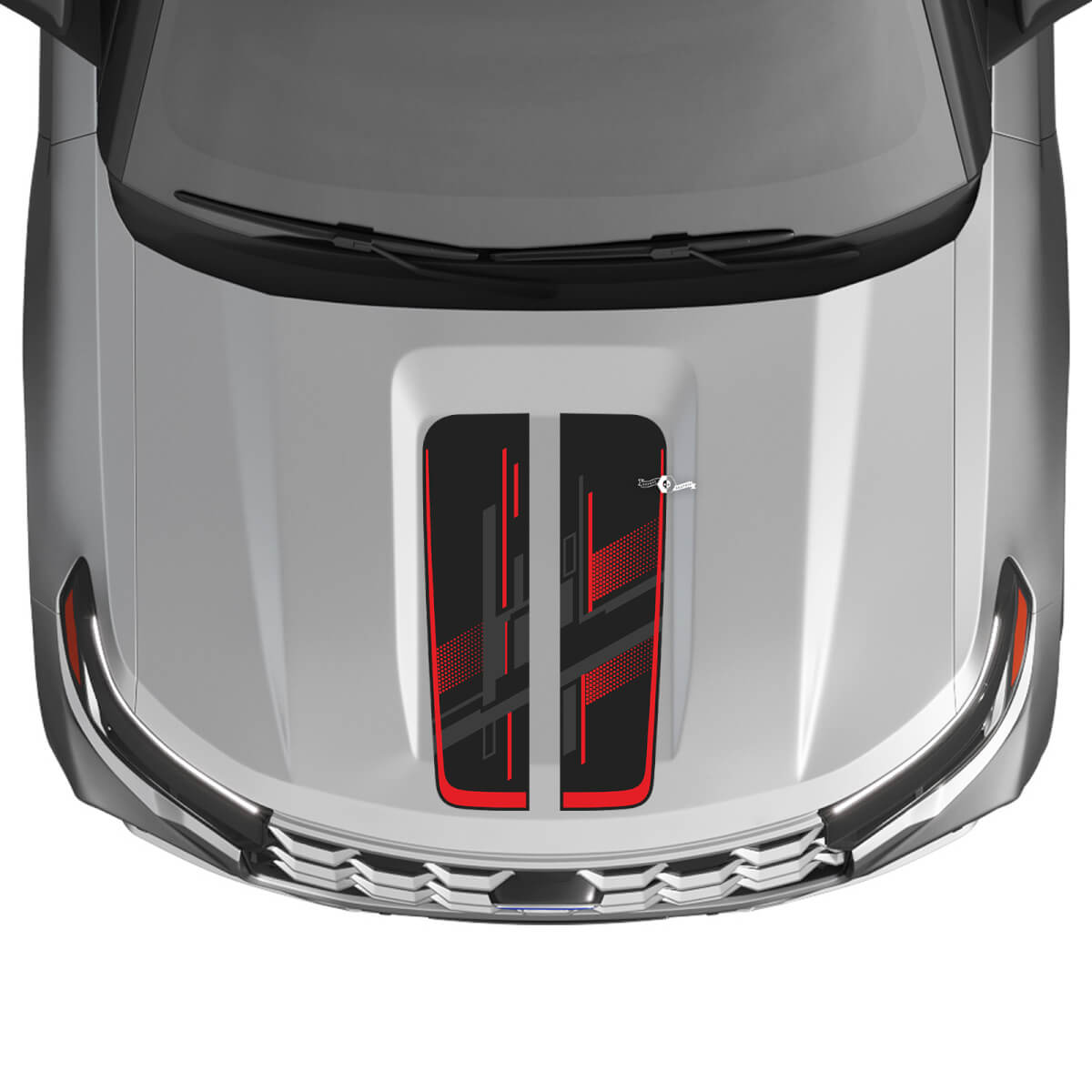 Techno perforierte Haubenstreifen Vinyl-Aufkleber-Set für Musclecar Explorer ST 2020-26