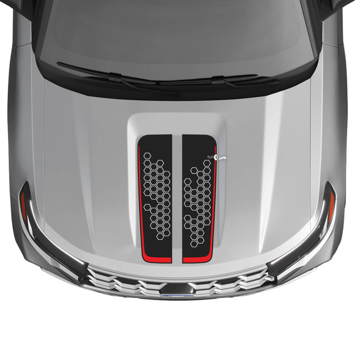 Honeycomb Doppel-Streifen Vinyl-Aufkleber-Set für Motorhaube für Musclecar Explorer ST 2020-26