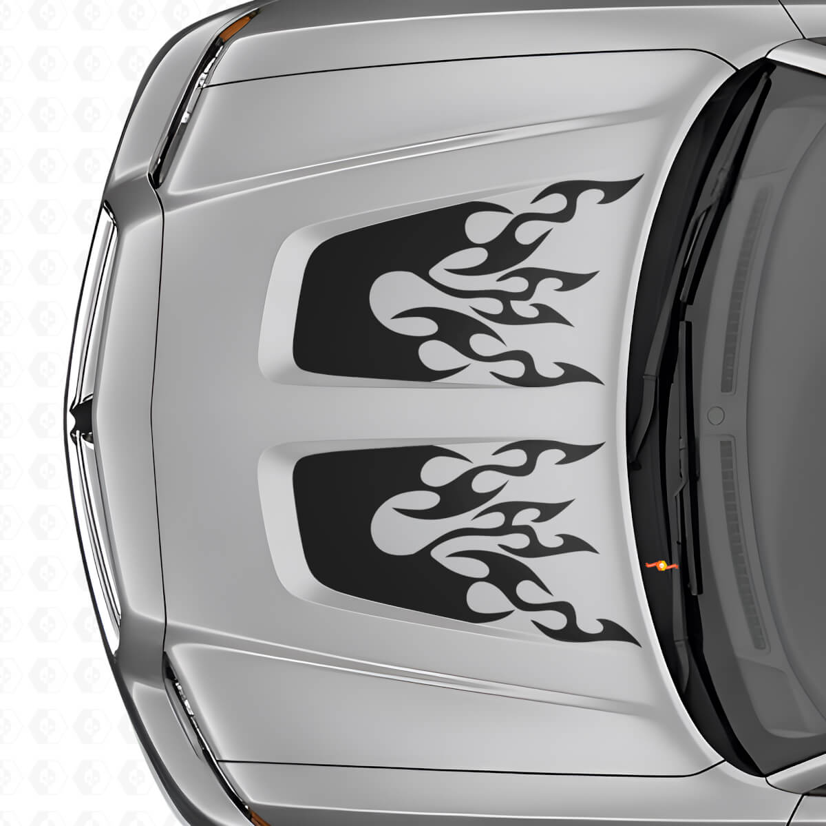 Flammen-Style Doppel-Kaputzenstreifen Vinyl-Aufkleber-Set für Dodge Charger