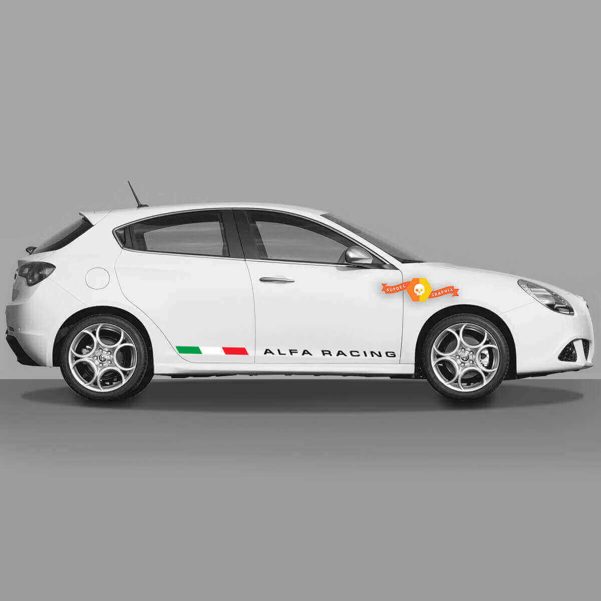 Alfa Racing italienisches Flaggen-Seiten-Vinyl-Aufkleber-Kit für Alfa Romeo