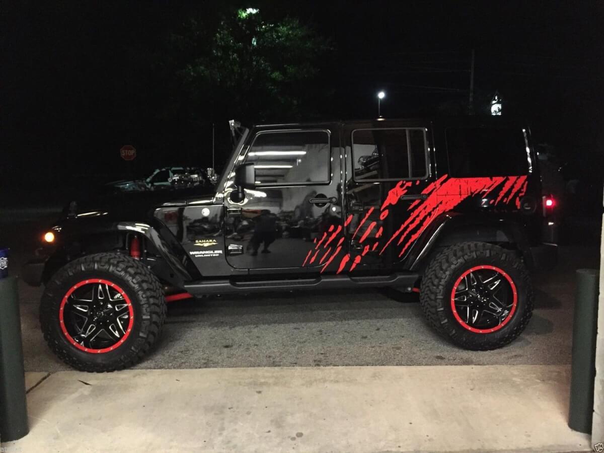 Schlammspritz-Seitengrafik-Vinyl-Aufkleber-Set für Jeep Wrangler Unlimited
