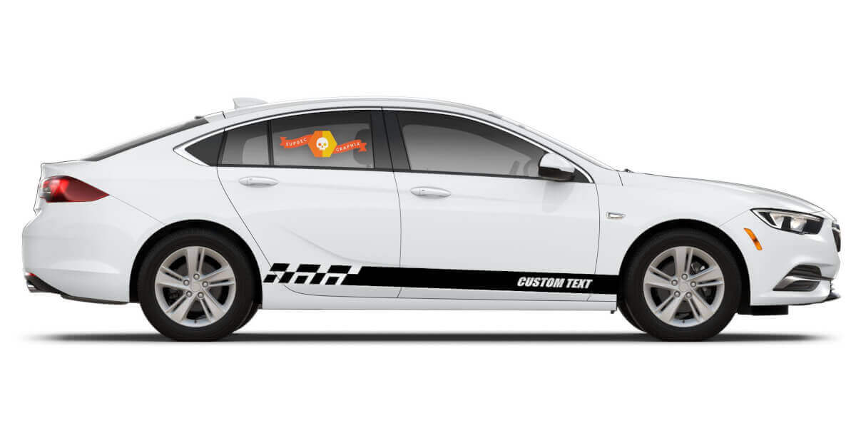 Verzierte Streifen mit benutzerdefiniertem Text Seitlicher Vinyl-Aufkleber Satz für Buick Regal