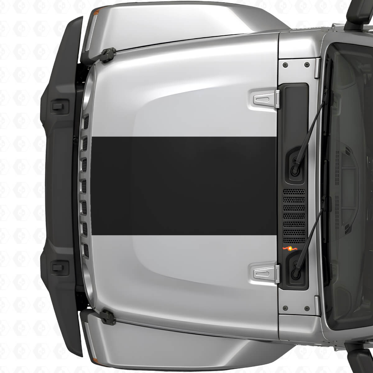 Zentraler breiter Haubenstreifen Vinylaufkleber für Jeep Wrangler 2007+