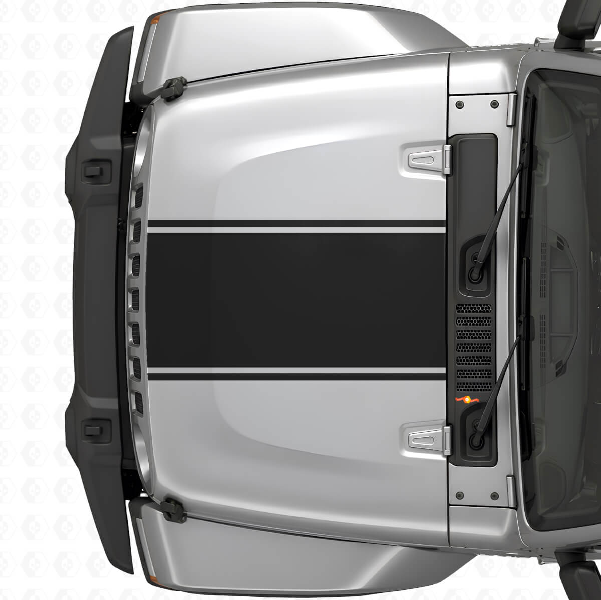 Zentraler Umriss Motorhauben-Streifen Vinyl-Aufkleber für Jeep Wrangler 2007+