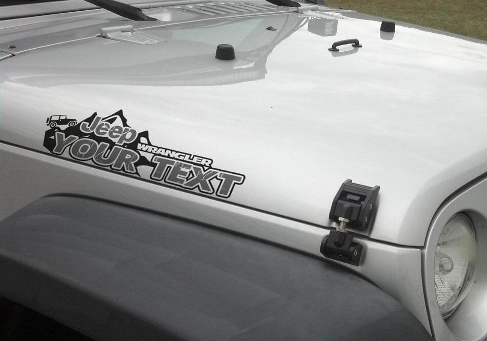 Paar 2x JEEP Wrangler Edition YOUR TEXT MOUNTAINS LOGO Vinyl-Aufkleber