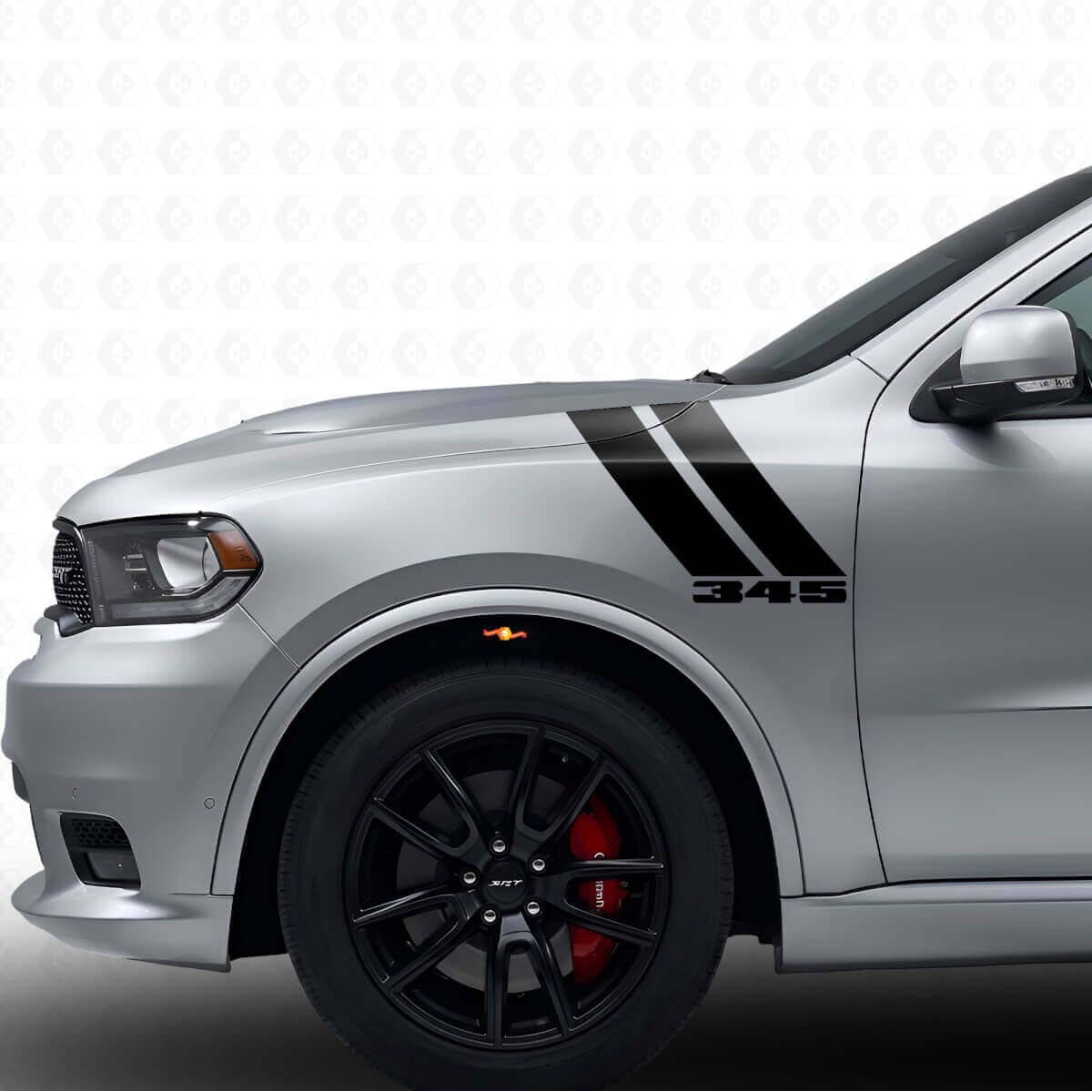 345 Doppelstreifen Front Kotflügel Vinyl-Aufkleber Satz für Dodge Durango 2011+