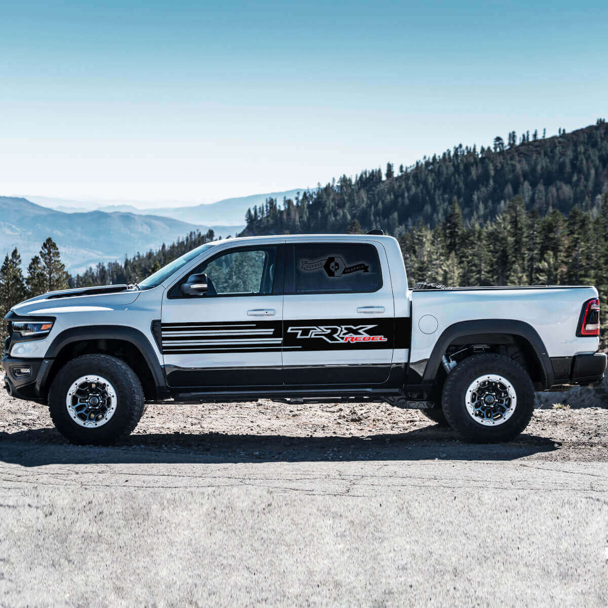 TRX Rebel Tür Seitenstreifen Vinylaufkleber Set für Dodge Ram Rebel 2021+
