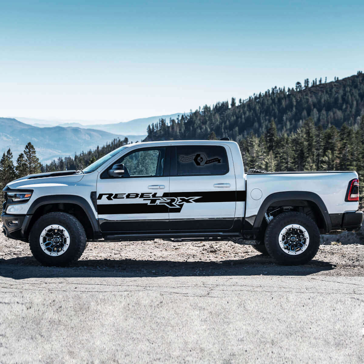 TRX Style Türseitenstreifen Vinyl-Aufkleberset für Dodge Ram Rebel 2021+