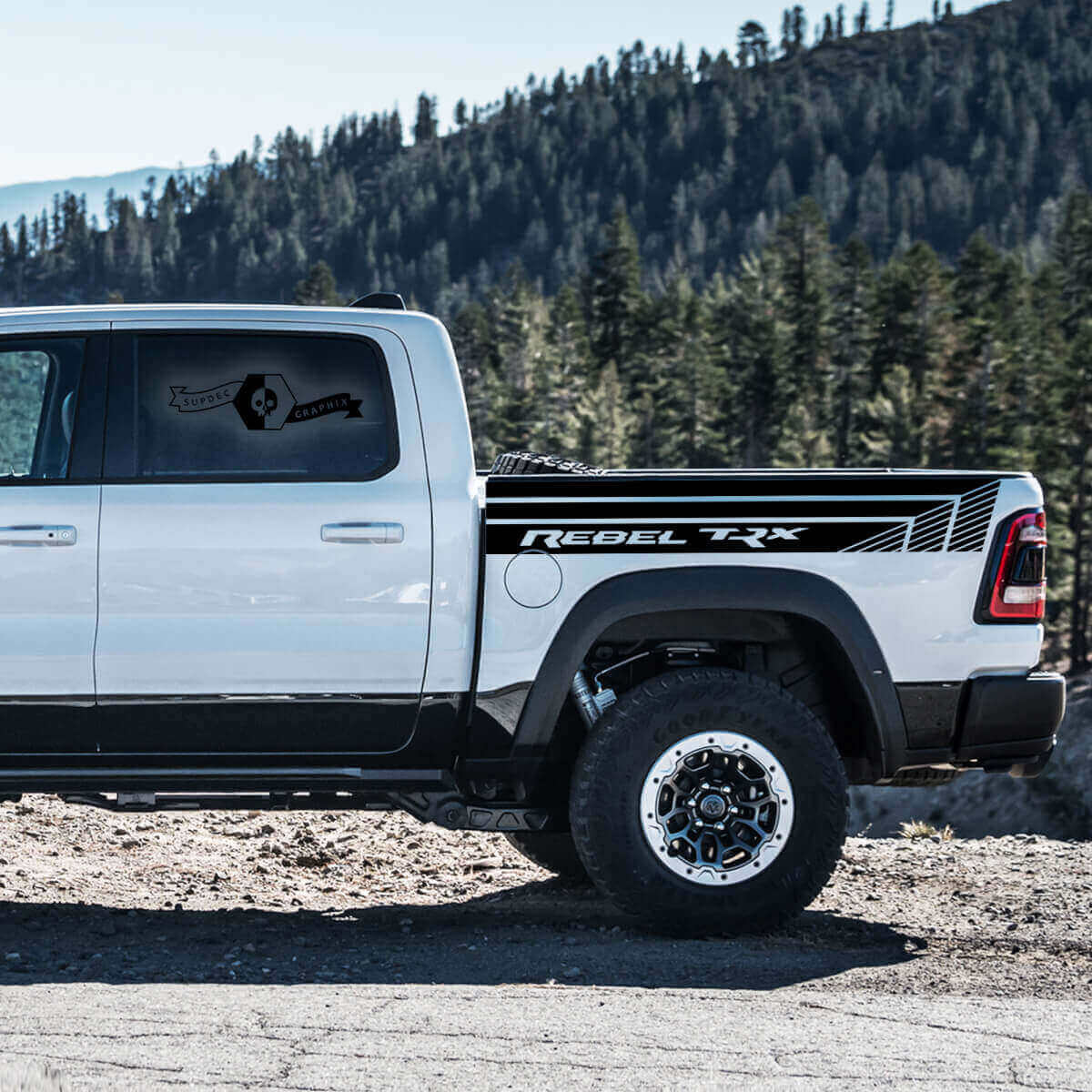 TRX Rebel Seitenstreifen Vinyl-Aufkleber Kit für Dodge Ram Rebel 2021+