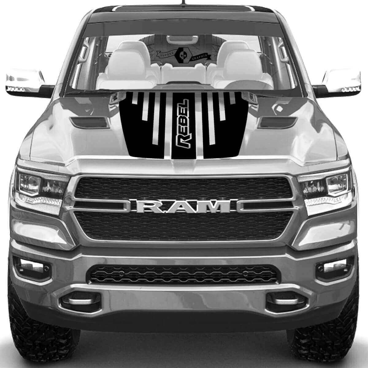 TRX Rebel Haubenstreifen Vinyl-Aufkleber für Dodge Ram Rebel 2021+